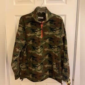 PacSun Men’s Medium Fleece Sweater 1/4 Zip Camo Pullover Camouflage Green Brown